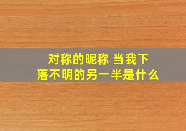 对称的昵称 当我下落不明的另一半是什么